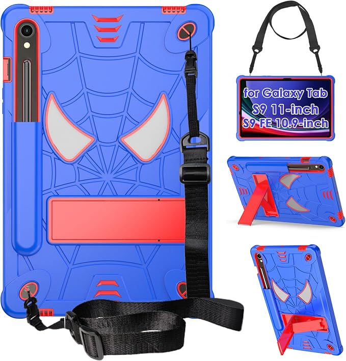 DETUOSI Case for Samsung Galaxy Tab S10 Lite / S10 FE / S9 FE 10.9-Inch with S Pen Holder + Shoulder Strap3-Layer Hybrid Heavy Duty Full-Body Shockproof4-Angle Viewing Protective Cover