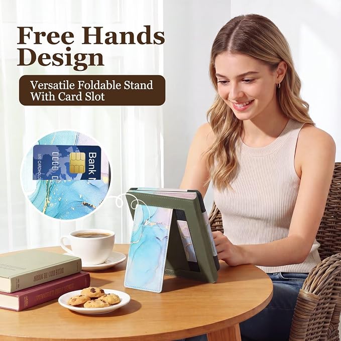 Fancity Case for Kindle Paperwhite 7/6.8 12th/11th Generation 2025 2024 | PU Leather Case with Auto Wake/Sleep Hand Strap for Kindle Paperwhite/Colorsoft Signature Edition 2021 Monet's Garden