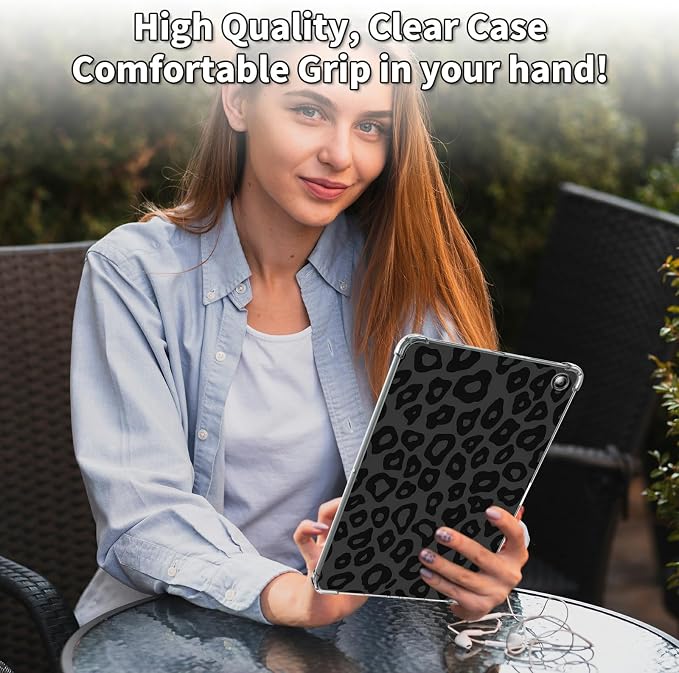 Clear Case for All-New Amazon Kindle Fire HD 10 &amp 10 Plus Tablet (11th Generation 2021 Release) 10.1 Transparent TPU Silicone Protective Shell Shockproof Cover Case Leopard Cow Print