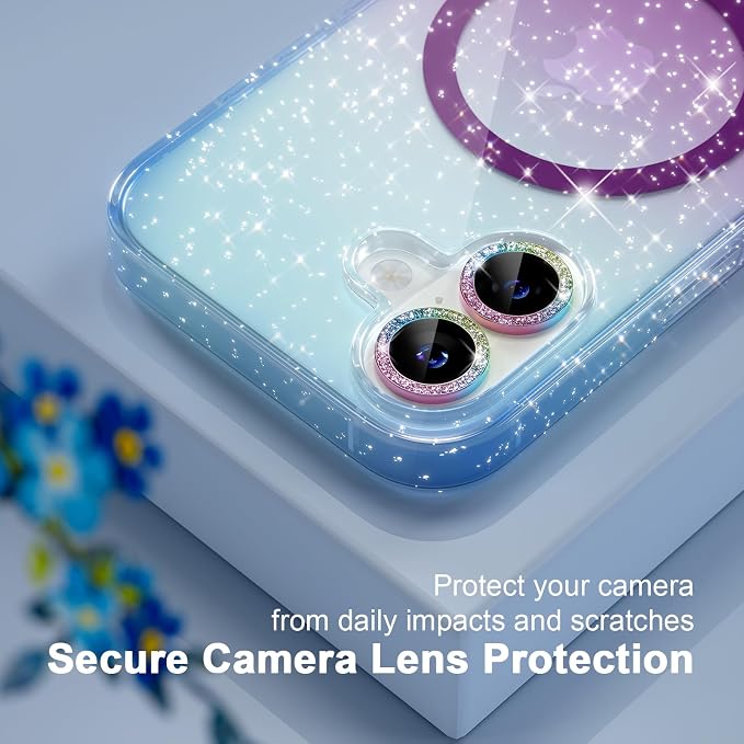 Choiche for iPhone 15 Pro Max Case Compatible with MagSafe Glitter Black | Women Girly Cute Glitter Sparkly Magnetic Phone Case with Diamond Camera Lens Protectors Military-Grade Drop Protection 6.7