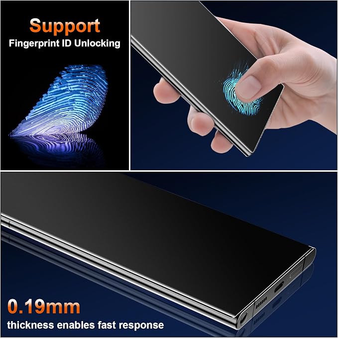 [2 Pack] Anti Glare Matte Privacy TPU Screen Protector for Samsung Galaxy S24 Ultra (Not Glass) Fingerprint Sensor Compatible Full Adhesive Flexible Film Easy Installation