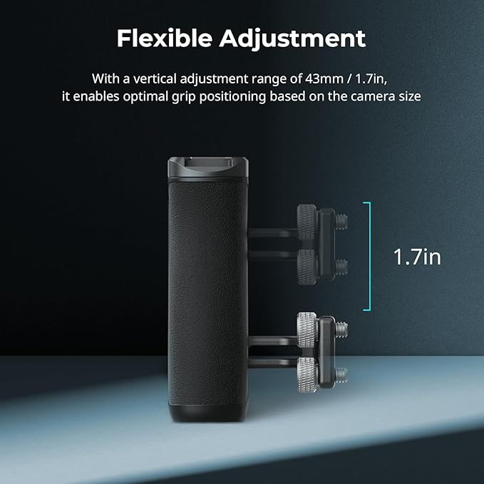 SmallRig Mini Side Handle with 1/4" -20 Screws for Camera Cage, Up and Down Adjustable, for Left or Right Hand, Ergonomic Camera Handle with Built-in Cold Shoe and Threaded Hole - 4756
