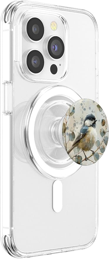 Van Gogh Style Eucalyptus Black Capped Chickadee Bird PopSockets Adhesive PopGrip