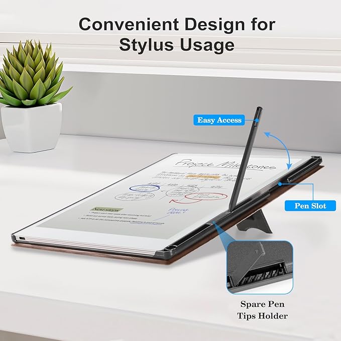 CoBak Stand Case for Remarkable Paper Pro Tablet 11.8 with Hand Strap | Auto Sleep/Wake Folio Lightweight Protective Cover with Pen Holder and Nibs Holder for 11.8 inch 2024 Released (Notebook)
