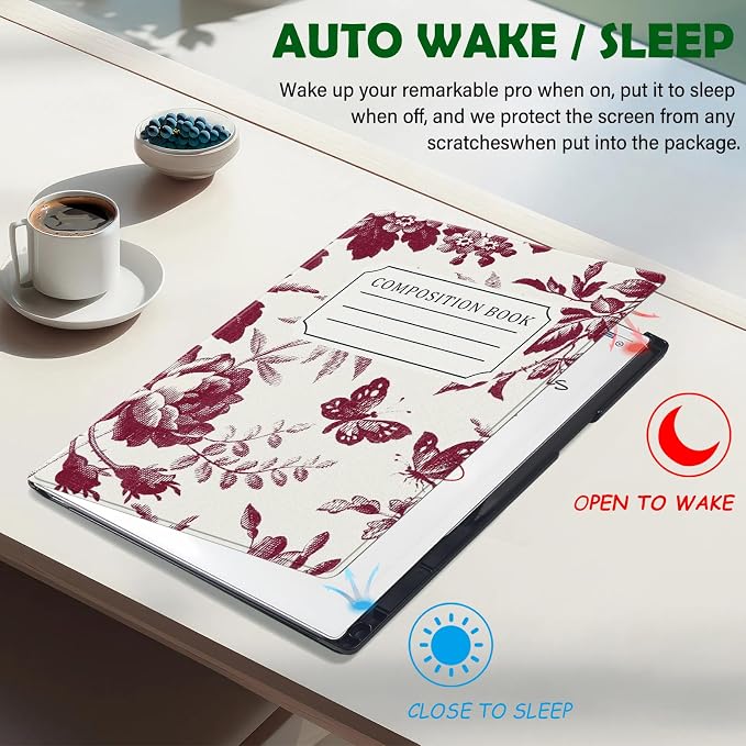 Case for Remarkable Paper Pro Tablet 11.8 (Released in 2024) Hard Back Shell Protective Book Folio Cover with Built-in Pen Holder with Auto Sleep/Wake Function.