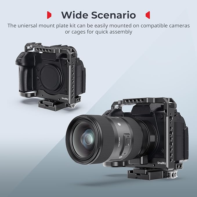 SMALLRIG Universal Quick Release Mount Plate Kit for Arca-Type, Built in Clamp and Plate, with 1/4''-20 & 3/8''-16 Threaded Holes- 2144B
