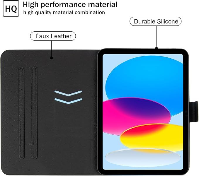 Dteck for iPad A16/10th Generation 10.9 Inch 2022 Case with Pencil HolderPremium PU Leather Folio Multiple Viewing Angles Stand Cover Auto Wake/Sleep Protective Tablet Cases for Women MenBookshelf