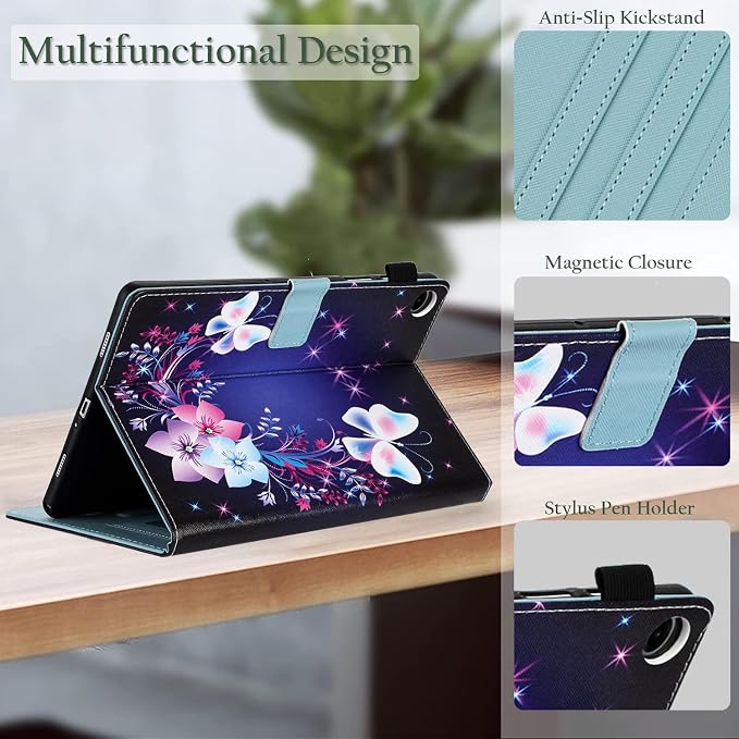 Fancity Case Fits Samsung Galaxy Tab A9/A11 Plus 11” 2025/2023 X210/X216 | Premium PU Leather Cover with Multi-Angles Pencil Holder Smart Wake Sleep for Galaxy Tab A9 A11 Plus X218 Beach