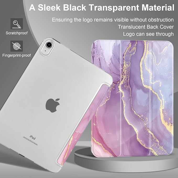 MecBevia Case for iPad (A16) 11th Generation 11 Inch (2025) iPad 10th Generation 10.9 Inch (2022) Hard PC Back Cover Auto Wake/Sleep Pastel Waves