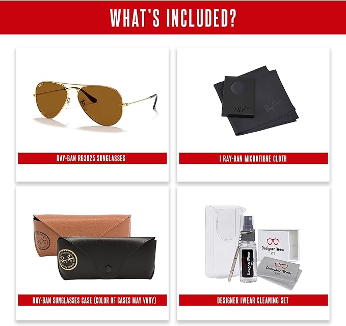 Ray-Ban RB3025 Metal POLARIZED Aviator Sunglasses For Men For Women +BUNDLE with ACCESSORY EYEWEAR KIT