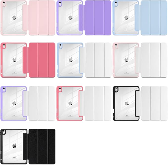 Case for iPad (A16) 11th Generation 11 inch 2025 /iPad 10th Gen 10.9 2022 - Aesthetic Cute Preppy Design Trifold Cover with Soft TPU Bumper Clear Back Auto Sleep/Wake Waves