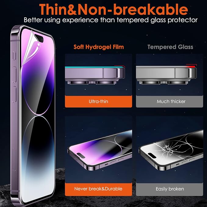 3 Pack Flexible Film Screen Protector for iPhone 12 Pro Max Non-breakable Soft TPU Hydrogel Film for iPhone 12 Pro Max Screen Protector Film (NOT Glass)