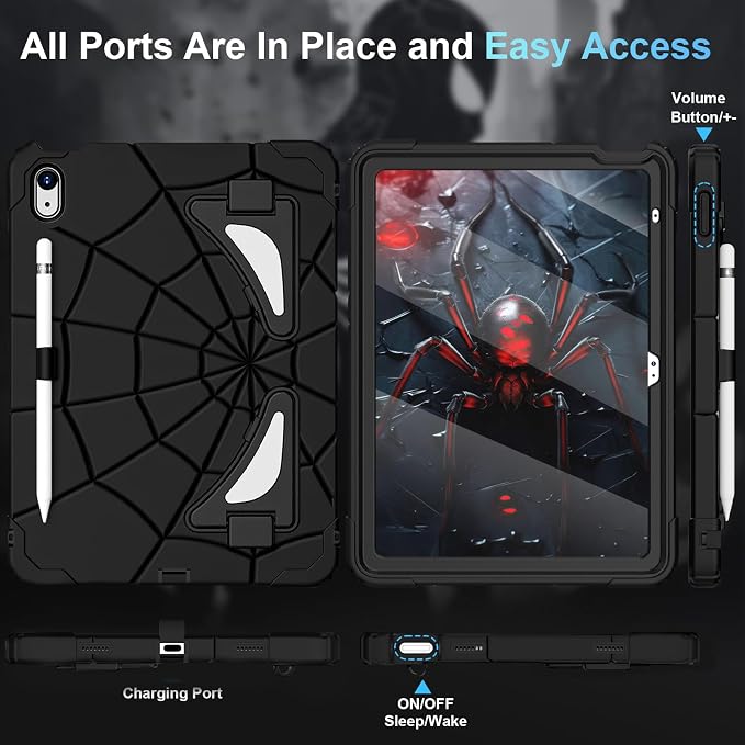 Auizotl Case for iPad (A16) 11'' 11th/10th Generation 10.9'' 2025/2022iPad Case 10th Generation with Screen ProtectorHeavy Duty Shockproof Cover for i Pad 11.0/10.9 InchBlack