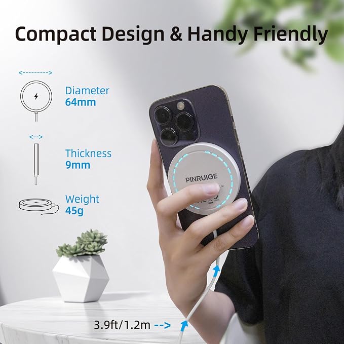Magnetic Wireless Charger for iPhone 15W Fast Mag Safe Charger 2 Pack Charging Pad Compatible with iPhone 17/16/15/14/13/12 Series and Air - Pods 3/2/Pro 2/Pro Black