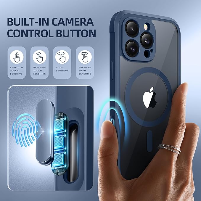 BERFY Magnetic for iPhone 16 Pro Case, Compatible with MagSafe, Built-in Privacy Screen Protector and Upgraded Camera Protection, Anti-Spy Full Body Shockproof Phone Case for 16 Pro 6.3", Blue