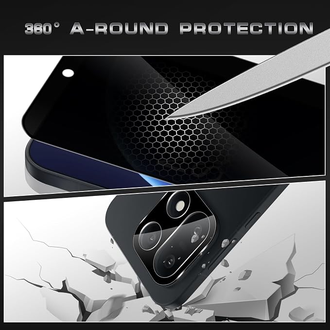 4 Pack Nothing Phone (3a) Pro 5G Privacy Screen Protector 2 Pack Privacy Tempered Glass Film and 2 Pack Camera Lens Protector Anti-Spy Protection for Nothing Phone (3a) Pro 5G Screen Protector