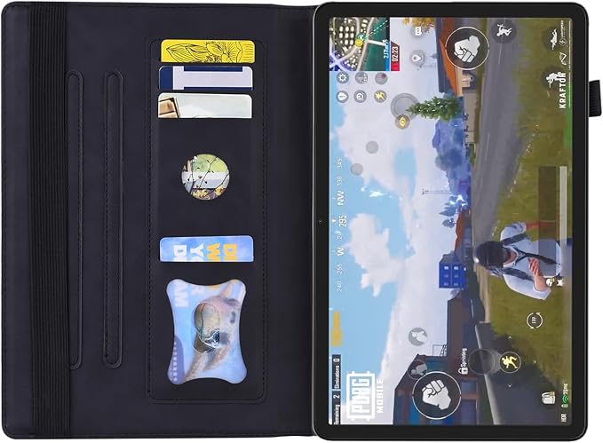 Folio Cover for Amazon Fire Max 11 2023 (13th Generation) Techcircle PU Leather Multi-Angle Stand Flexible TPU Back Shell Protective Case with Pen Holder &amp Front Pocket for Fire Max 11 Tablet Bl