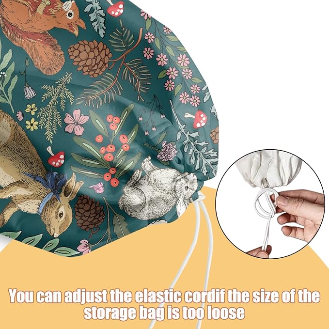 Forest Animals Plastic Bag Holder, Wall Mount Grocery Bag Holder, Plastic Storage bag, Pull Rope Free Adjustment, Plastic Bag Holders for Grocery Bags, Plastic Bag Dispenser for Home Kitchen Cabinet
