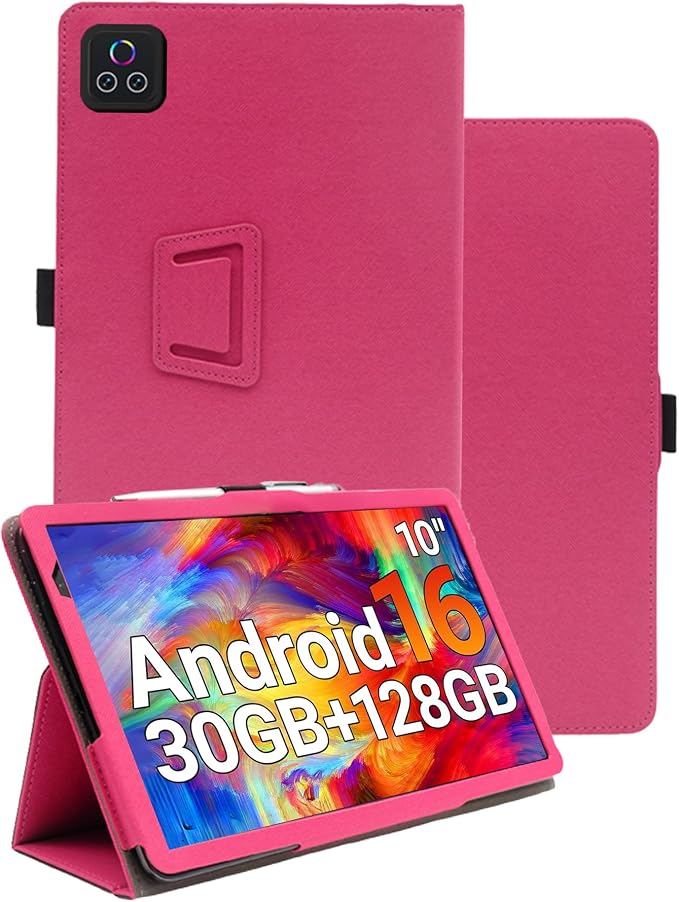 Case for Urao X109 10.1 Inch Tablet (Black) | PU Leather Folding Cover with Pen Holder and Wrist Strap Business Travel Portable