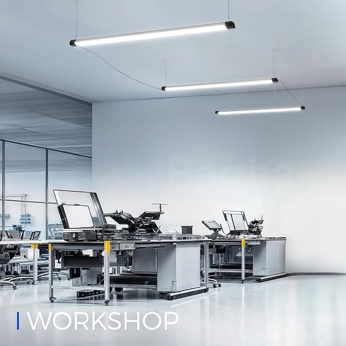 Barrina BS84 LED Shop Lights for Workshop 4FT, 84W, 10000LM, 6500K Utility Shop Lights, Pull Chain ON/Off, Hanging or Flush Mount, ETL, 6 Packs