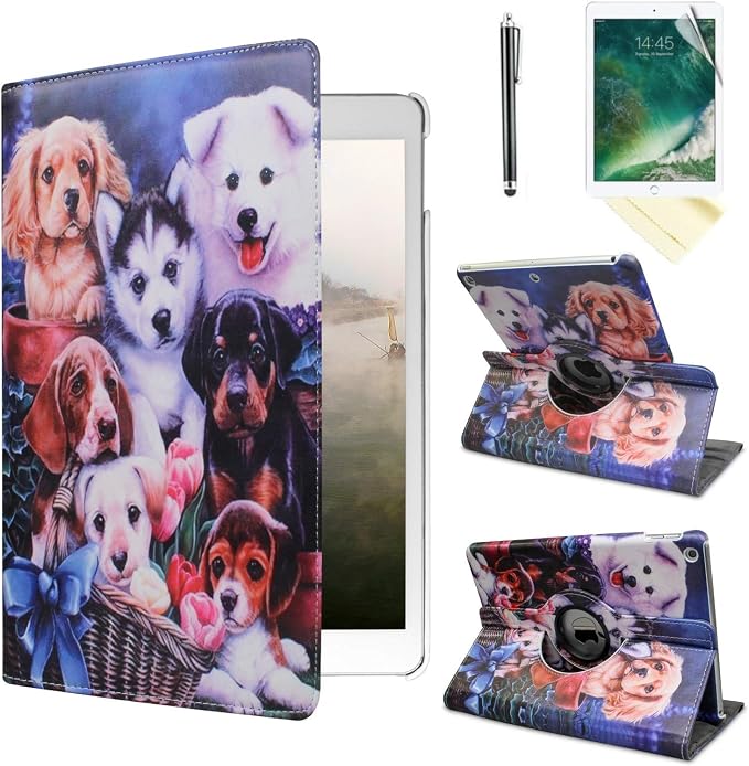 Case for iPad Air 1st Generation Models A1474 A1475A1476 360 Rotating Stand with Wake Up/Sleep Function Also for iPad 6th 5th Air2nd Generation 9.7 inch case (Art Flower)