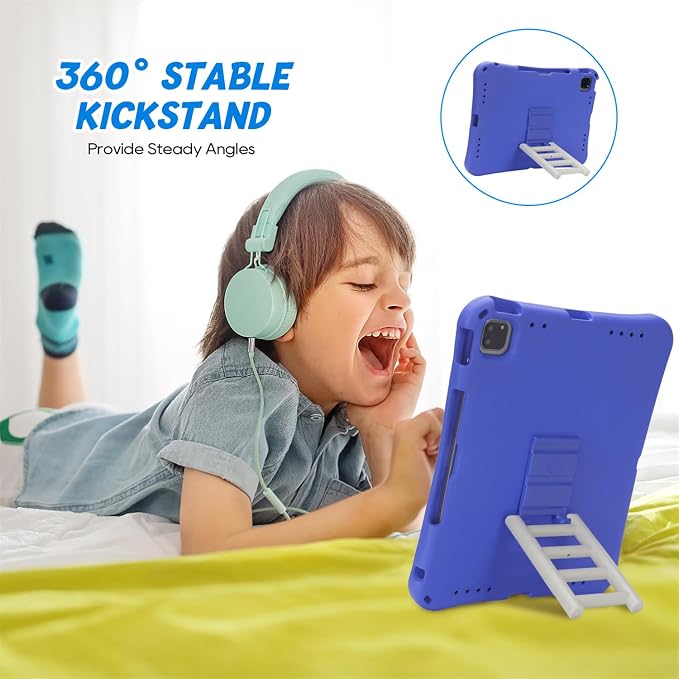Kids Case for iPad Air 13 (2026/2025/2024) M4/M3/M2 &amp iPad Pro 13 2024 &amp iPad Pro 12.9 Cover 6th/5th/4th/3rd Gen (2022/2021/2020/2018) DIY Figures EVA Rubber Handle Stand Shockproof Bumper