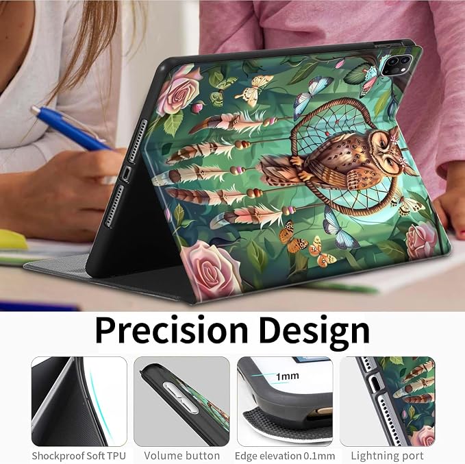 Case for iPad (A16) 11th Generation 11 Inch (2025)iPad 10th Generation 10.9 Inch (2022)PU Leather Slim Standing Smart Coverwith Auto Sleep/WakeBall on Fire