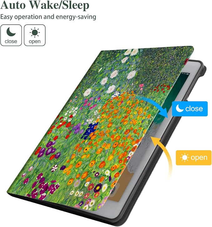 Vimorco for iPad 5th/6th Generation Case 9.7 Inch 2017/2018 for iPad Air 1/2 Case 2013/2014 Pencil Holder/2 Viewing Stands/Typing Stand/Slim Cover for iPad 5/6 Gen Blue Flower Floral