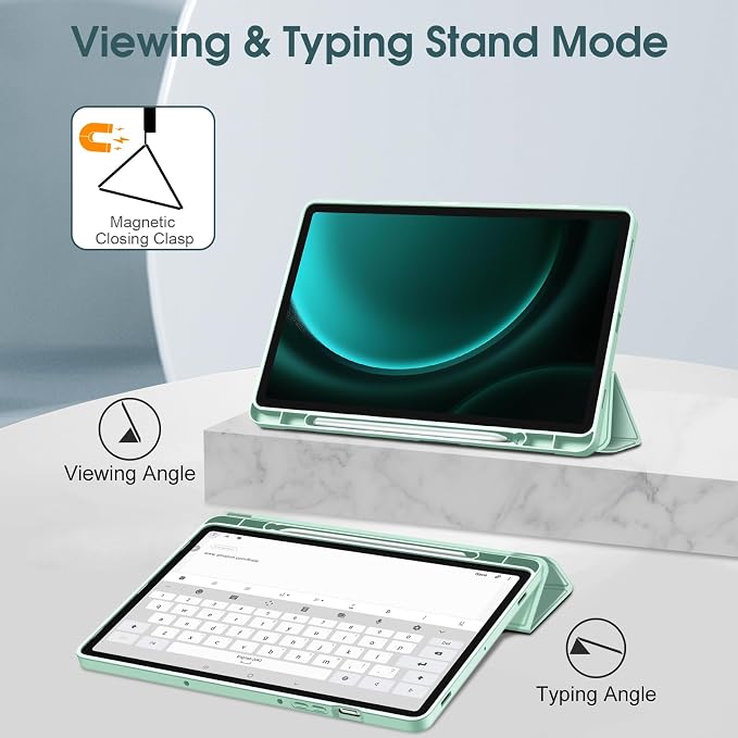 Fintie Slim TPU Case for Samsung Galaxy Tab S10 Lite/S10 FE/S9 FE 5G 10.9 | Tri-Fold Viewing Stand Full Protection S Pen Holder Auto Sleep Wake Black