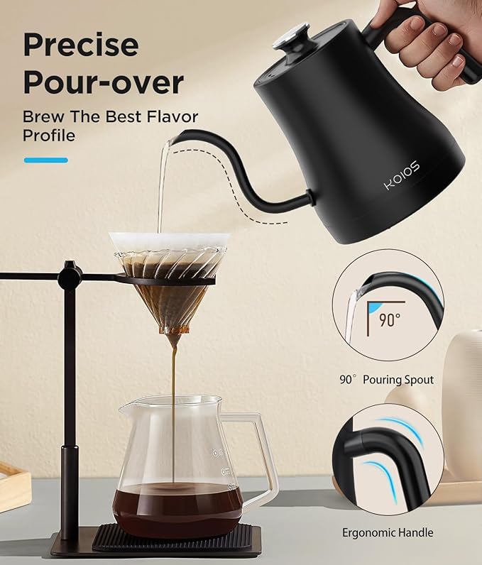 KOIOS Gooseneck Electric Kettle, ±1℉ Temp Control, Mute Mode, 4H Keep Warm