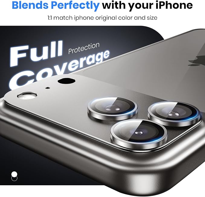 for iPhone 17 Pro Camera Lens Protector - 12FT Shatterproof | Military Grade Protection Strong Adsorption 9H+ Tempered Glass Camera Screen Full Protective Cover Case Friendly Black