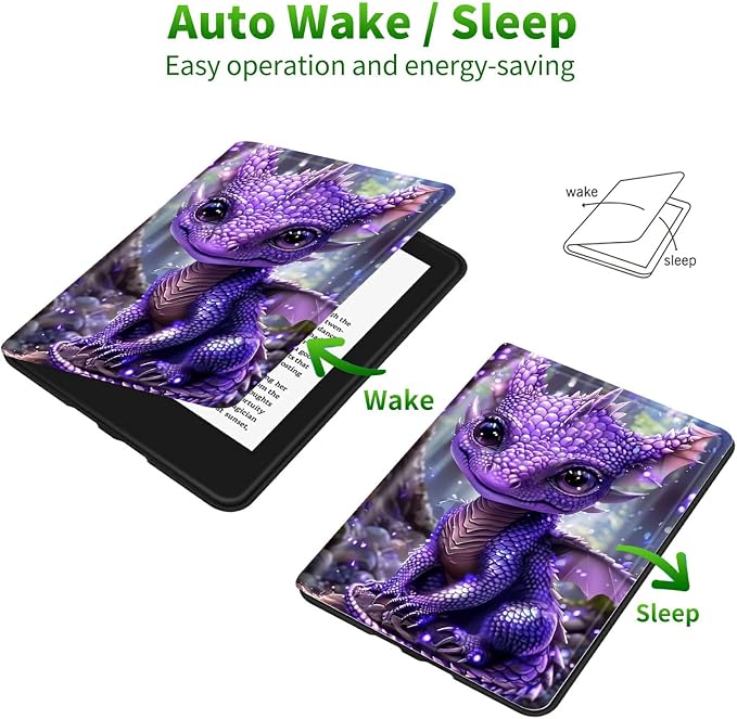 for 6 Kindle 11th Generation 2024/2022 Release Case (Model No: C2V2L3) E-Reader Multi-Angle Viewing Shockproof Smart Protective Case with Auto Wake/Sleep Baseball