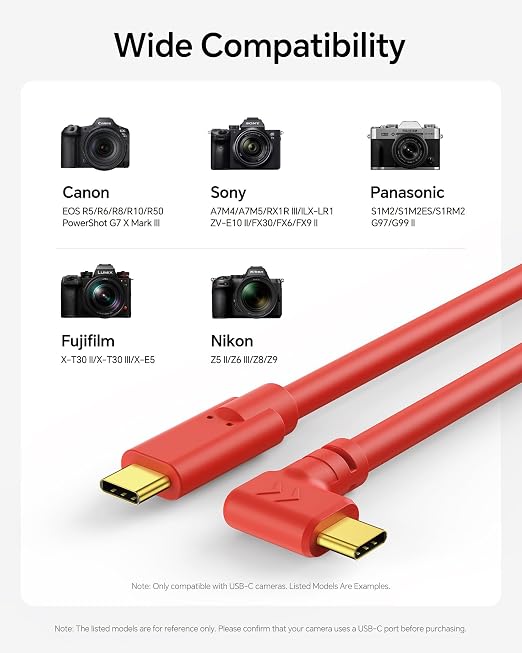 10ft-USB C Camera Transfer Cable USB 3.2 Gen2 10Gbps Data Transfer &amp Live View CordThickened Copper CoreIdeal for Pro Photographers Photo Enthusiasts &amp Vloggers