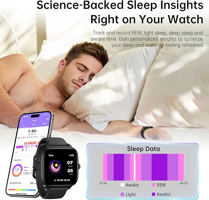 Sunorshop Fitness Tracker Answer/Make Calls, Smart Watch with Blood Pressure, Blood Oxygen, 24/7 Heart Rate Monitor, 120+ Sport Mode Activity Tracker, Waterproof Sleep Tracker for Women Men