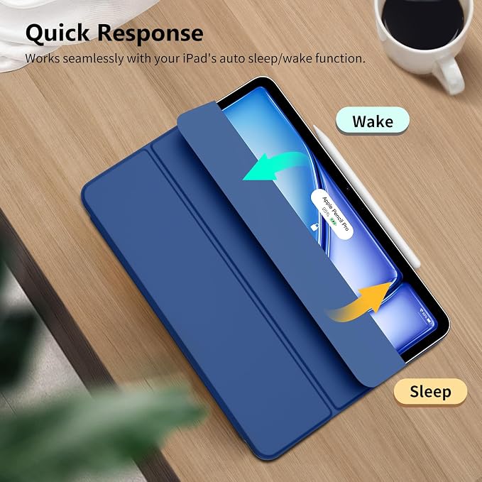 TiMOVO Magnetic Case for iPad Air 11 M4/M3/M2 Air 5th/4th Gen Black | Smart Folio Magnetic Slim Trifold Stand Protective Cover Auto Wake/Sleep