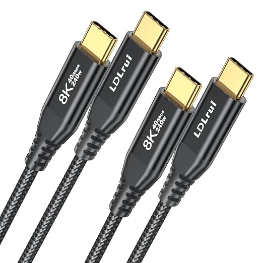 1.5FT Short 40Gbps USB C Data Transfer Cable [High-Speed Secure Stable] USB 4 Cable 8K USB C Video Cord 240W PD Fast Charging for MacBook Pro Lenovo HP Dell SanDisk Samsung T9 SSD