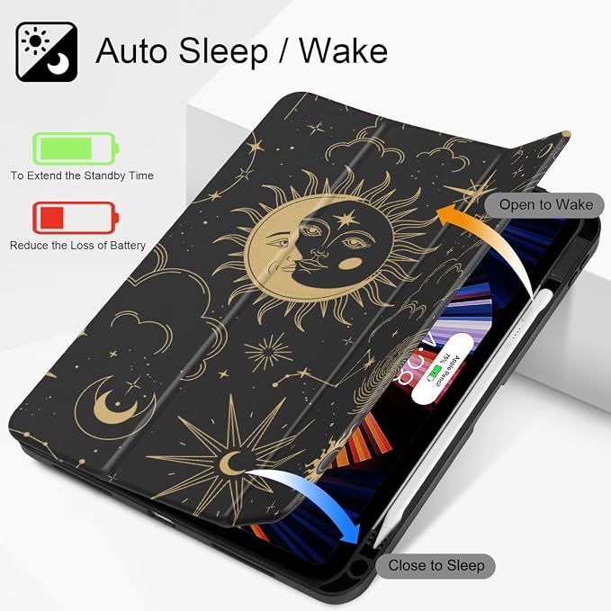 Tuiklol for iPad 10.2 inch 9th / 8th / 7th Gen 2021 2020 2019 Release Case | Built in Pencil Holder - TPU Protection Trifold Stand Stand Clear Back Tablet Cover With Auto Wake/Sleep Blue berries