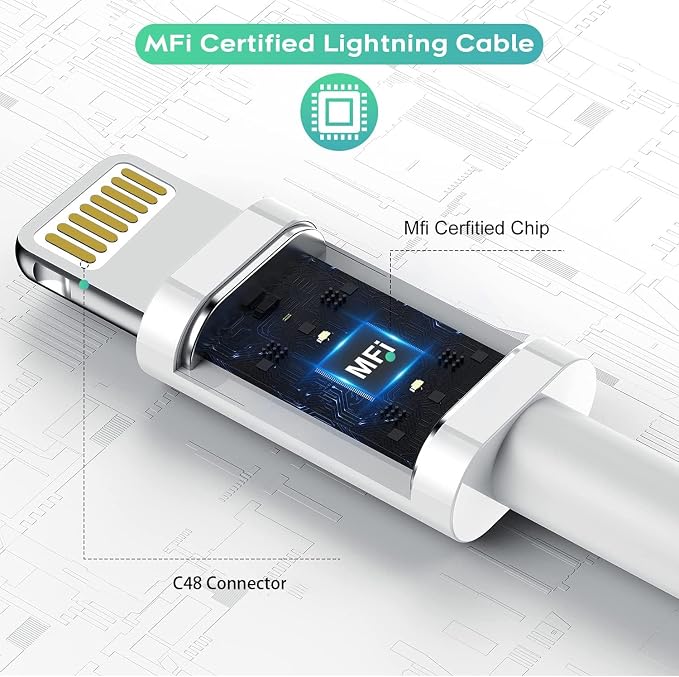 iPad ChargerFast Charge iPhone10FT i-Pad Charging Cord 12W i Pad Charger Fast Charging Block Foldable Portable Travel Plug with Extra Long Lightning Cable Cord Compatible with iPad/iPhone/Airpod