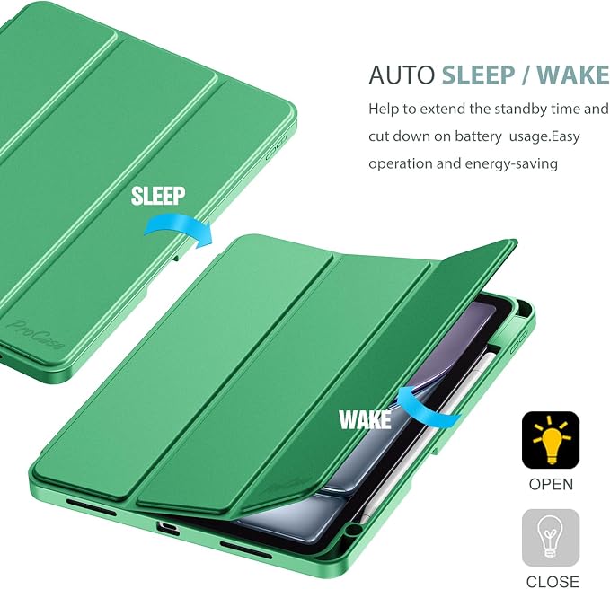 ProCase Smart Case for iPad Air 11-inch M4/M3/M2 &amp Air 10.9 5th/4th Gen | Hard Back Cover with Auto Sleep/Wake Slim Lightweight Case for iPad Air 11 2026/25/24 &amp 10.9 2022/2020-Aqua