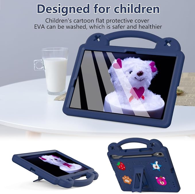 YRH Case for Samsung Galaxy Tab S10 Lite/Tab S10 FE/S9 FE 10.9'' with Handle Stand Kids EVA Shockproof Cover Blue