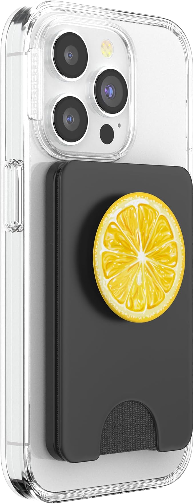 Yellow Lemon Pattern Slice for Boys Girls Lemon Print Black PopSockets Adhesive PopGrip