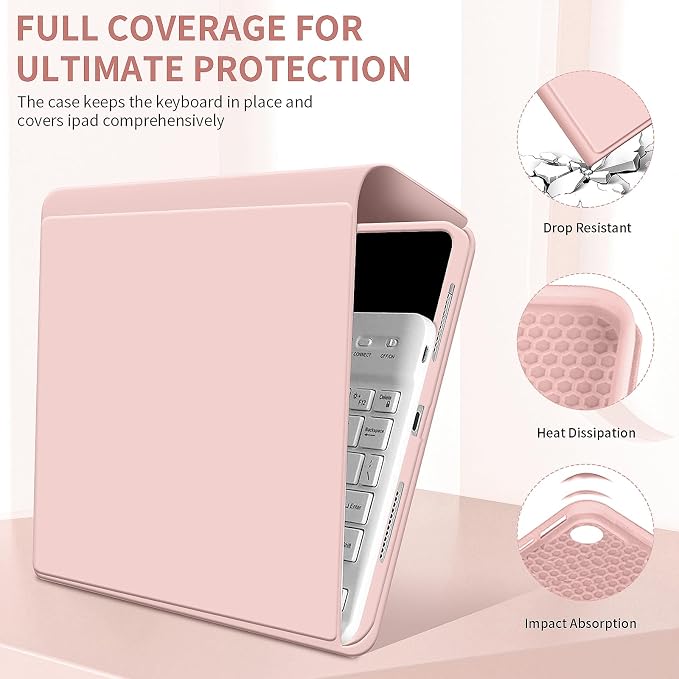 kenke Keyboard Case for iPad 9th/8th/7th Generation 10.2 Inch 2021/2020/2019 Soft TPU Back Stand Cover Smart Case with Pencil Holder Magnetically Detachable Wireless Bluetooth Keyboard Dark Green