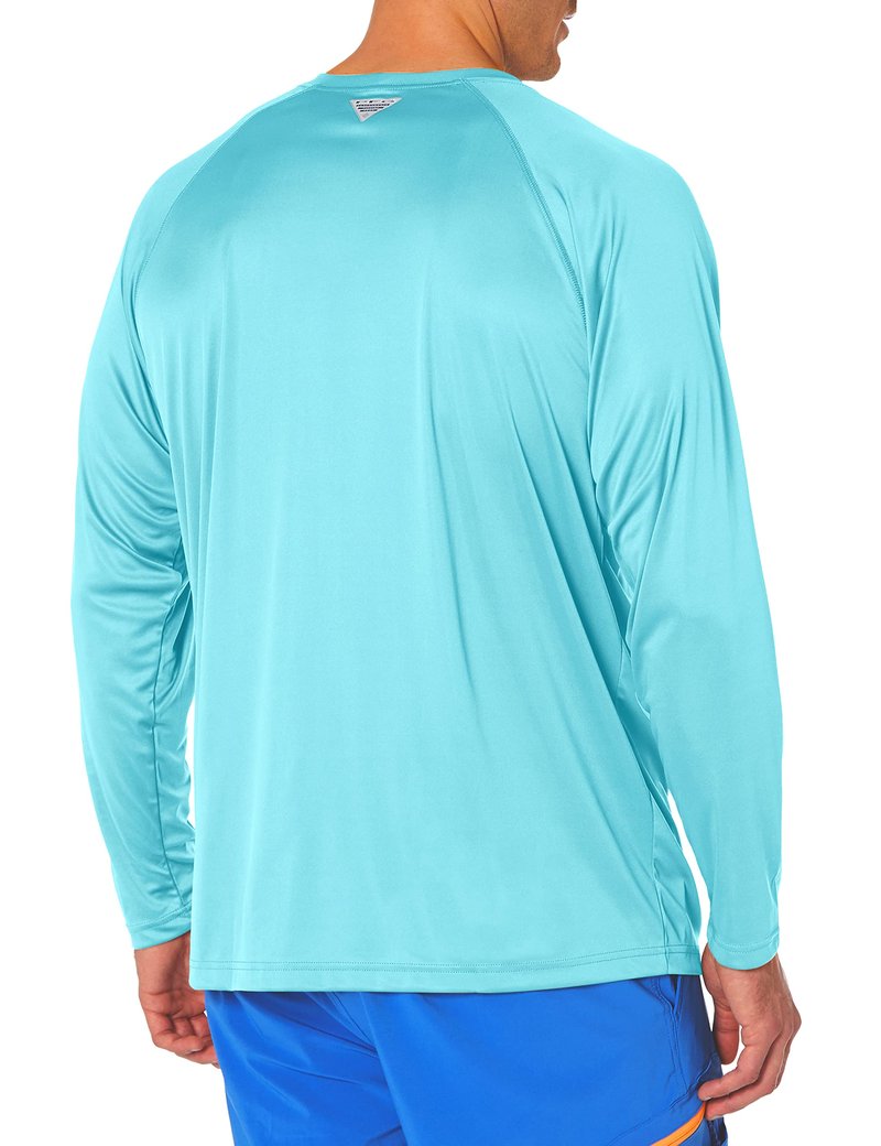 Columbia Men's PFG Terminal Tackle Long Sleeve Fishing Shirt, Gulf Stream/Black Logo, X-Small