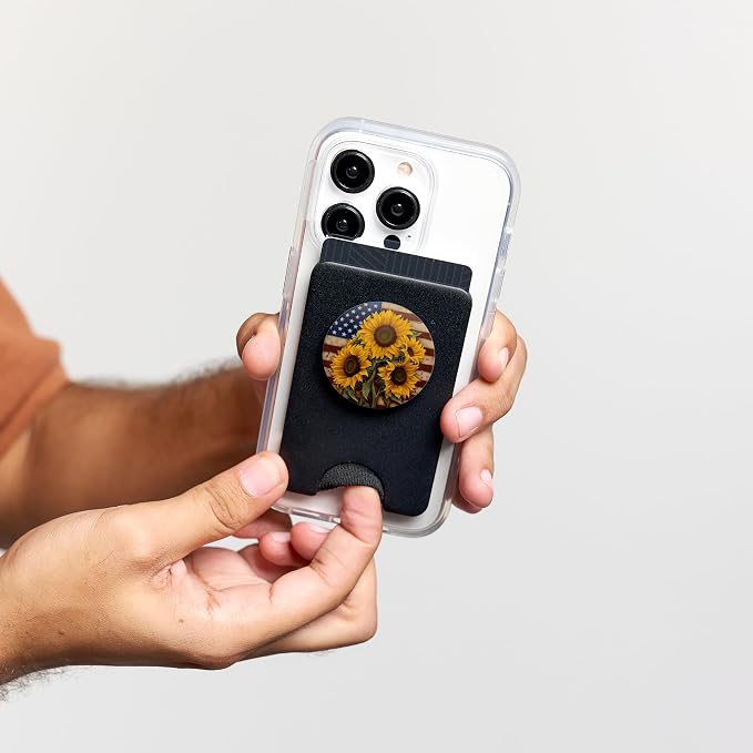 American Flag with Sunflowers PopSockets Adhesive PopGrip