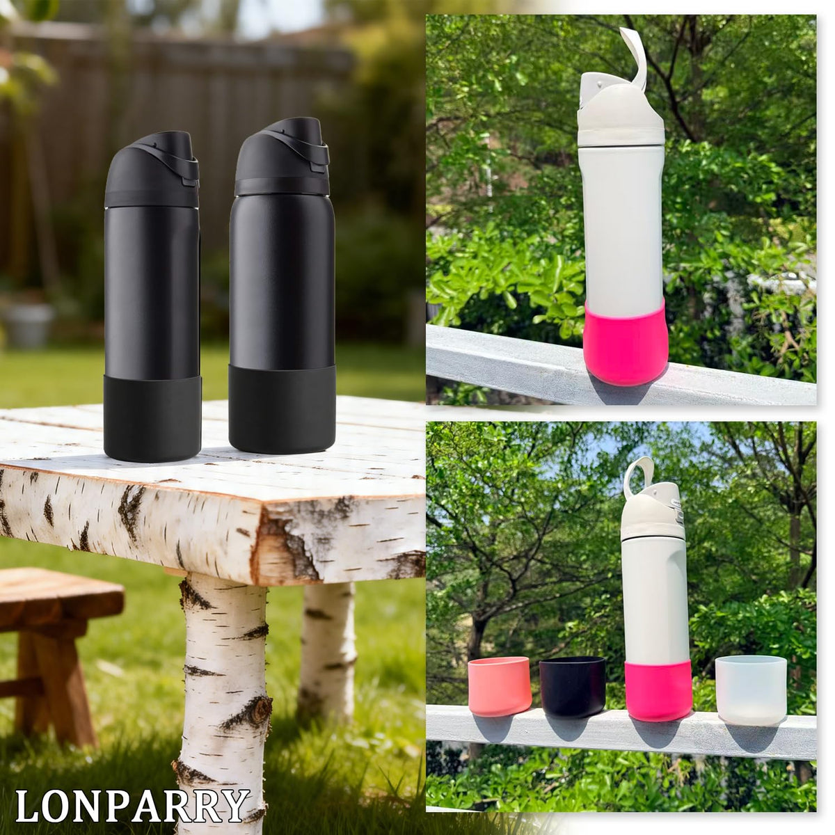 2-Pack Silicone Boot for Owala 24 oz Water Bottles, Anti-Slip Protective