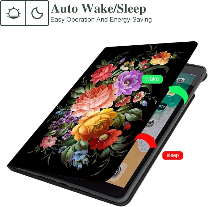 Lokigo Case for iPad 9th/8th/7th Gen 10.2 Air 3rd/Pro10.5 Aurora Forest | Protective Folio Soft Back Cover Pencil Holder for Teens/Students/Office Staffs 4 Angles Viewing Stand Auto Wake/Sleep