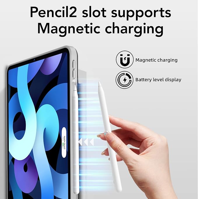 iPad Air 5th Generation Magnetic Case 2022 / iPad Air 4th 2020 Case Double-Layer Magnetic Folio Cover with Multiple Angles and Pencil Charging Support Premium PU Leather(Black)