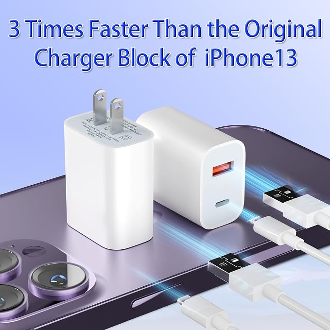 USB C Charger Block Fast Charging Block Compatible for Charger for Watch Se 20W USB C Wall Charger Block Cube Brick Plug Adpater Box Compatible Watch Series 9 8 7 se iPhone 15 14 Pro