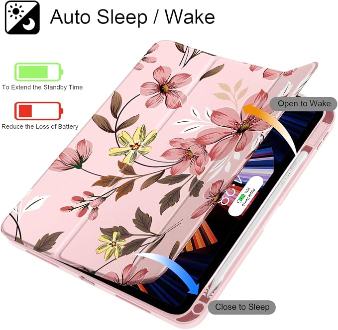Mektron Case for 2026 iPad Air 11 inch M4 8th (M3 2025 7th /M2 2024 6th) Compatible with iPad Air 10.9 (2022 5th Gen /2020 4th Gen) Shockproof Clear Shell Blue Bows &amp Flowers