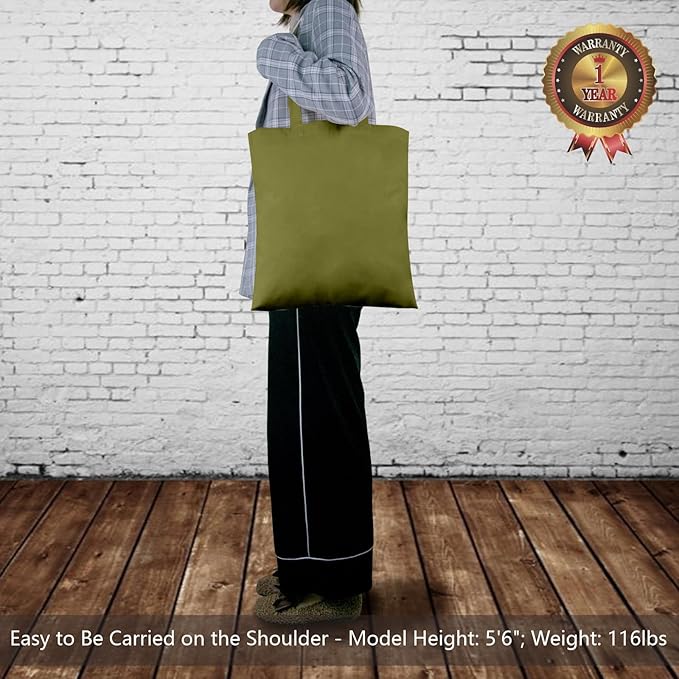 TOPDesign 6-Pack Economical 16"x15" Olive Green Cotton Tote Bags, Lightweight Medium Reusable Grocery Shopping Cloth Bags, Suitable for DIY, Advertising, Promotion, Gift, Activity